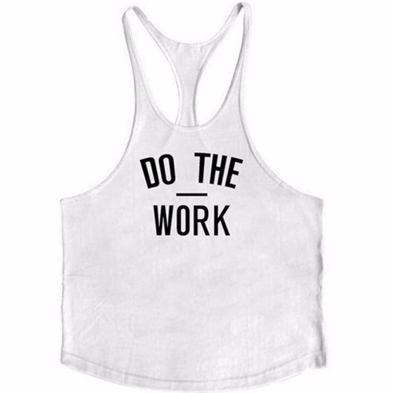 Fitness-Kleidung Bodybuilding Singlets Tank Top Männer Muskelshirt Sportwear Westen Baumwolle Stringer Tops L weiß von Joom DACH