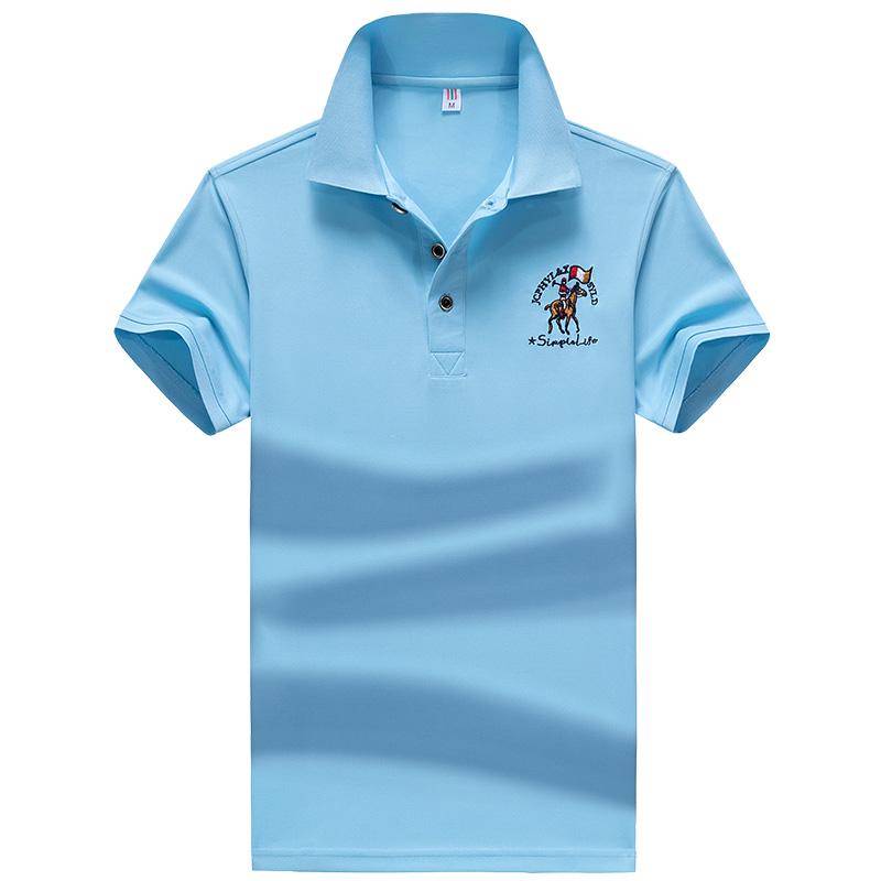 Fitness für Männer Polos Shirt Casual Stehkragen Kurzarm männliche T-Shirts atmungsaktiv besticktes Poloshirt XXL himmelblaue blau von Joom DACH