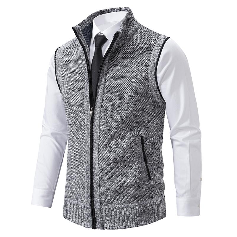FiveFive Weste Herren Strickpullover Ärmellos Wollsamt Reißverschluss Strickjacke Umlegepullover Rollkragenpullover Strickweste XXXXL von Joom DACH