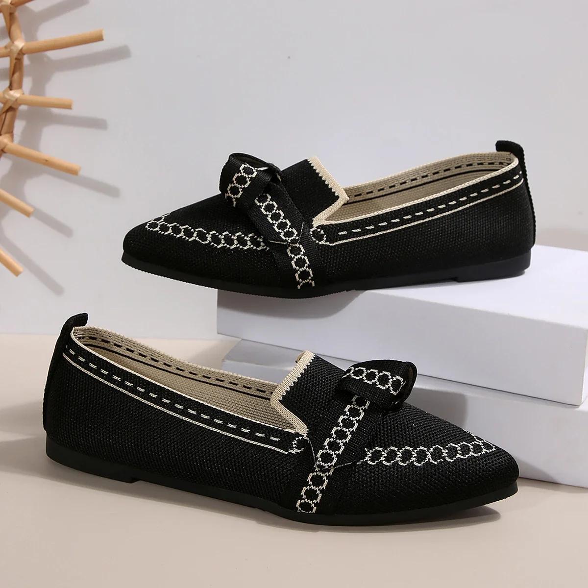 Flache Damenschuhe, neue Damen-Slipper, atmungsaktiv, bequem, lässig, spitze Zehenpartie, leichte Loafer, Frühlingsschuhe für Damen 43 schwarz von Joom DACH