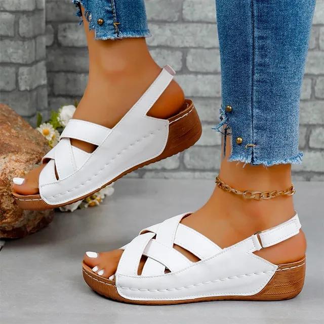 Flache Plattform Sandalen Frauen Schuhe Sommer Kleid Mode Strand Hausschuhe Casual Trend Flip Flops Walking 43 weiß von Joom DACH