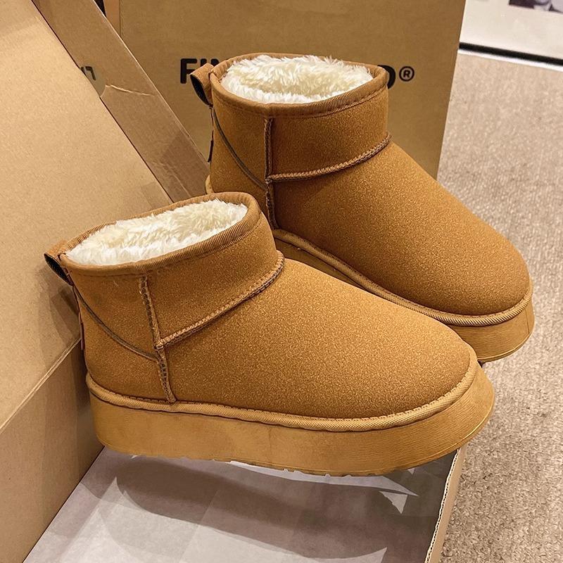 Flache Sohle, verdicktes Fleece, warme Schuhe, Damen-Schneestiefel in Übergröße 37 von Joom DACH