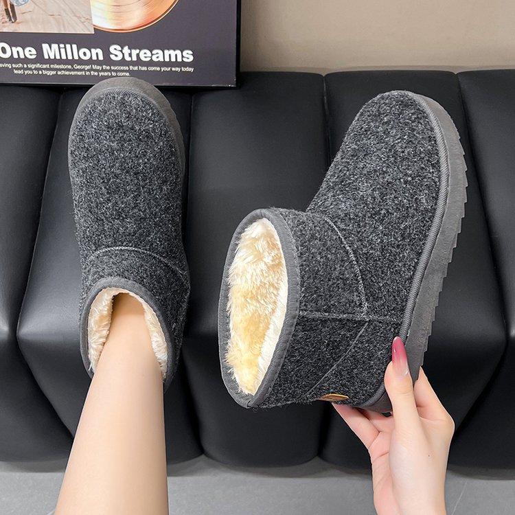 Flache Sohle, verdicktes Fleece, warme Schuhe, Damen-Schneestiefel in Übergröße 38 von Joom DACH