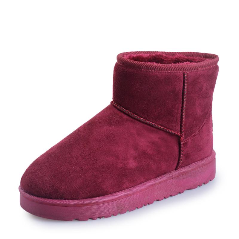 Flache Sohle, verdicktes Fleece, warme Schuhe, Damen-Schneestiefel in Übergröße 41 lila rot von Joom DACH