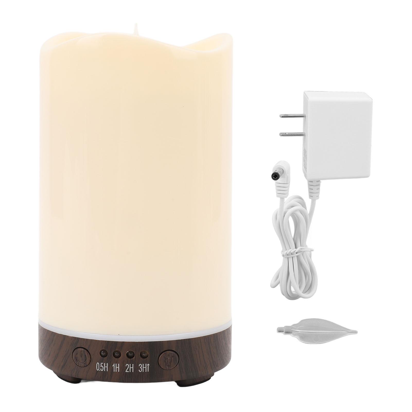 Flammenlose Kerze Diffusor Nebel Luftbefeuchter RGB LED Farbwechsel Aromatherapie Ätherisches Öl Dark Wood Grain Base von Joom DACH