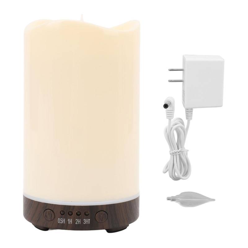 Flammenlose Kerze Diffusor Nebel Luftbefeuchter RGB LED Farbwechsel Aromatherapie Ätherisches Öl Dark Wood Grain Base von Joom DACH
