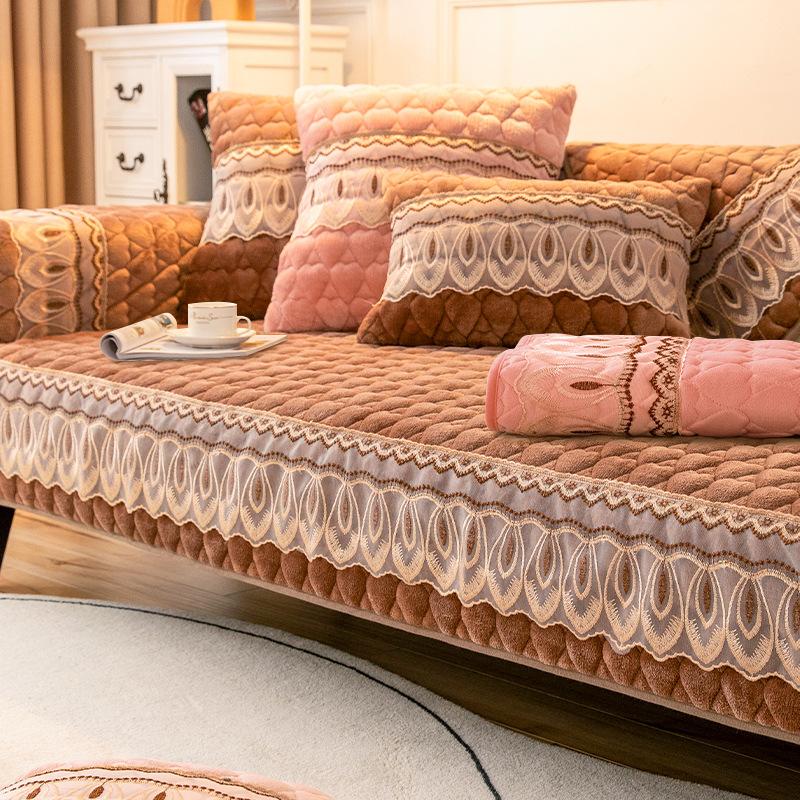 Flanell-Plüsch-Sofabezug, einfaches Winter-warmes Samtkissen, verdicktes, rutschfestes Leder, Wohnzimmer-Sofa, dekoratives Handtuch für die Rückenlehne 110x240cm 1pcs von Joom DACH