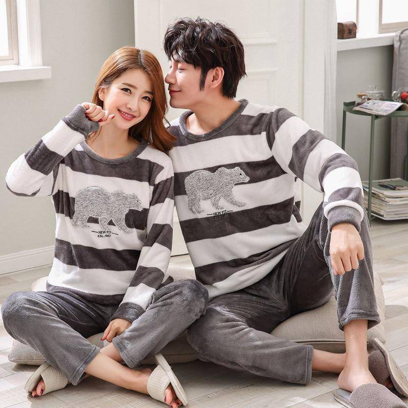 Flanell Warme Nachtwäsche für den Winter Cartoon Langarm Lange Hosen Männer Pyjamas Zwei Sets Home Kleidung Große Größe Verdickt L von Joom DACH