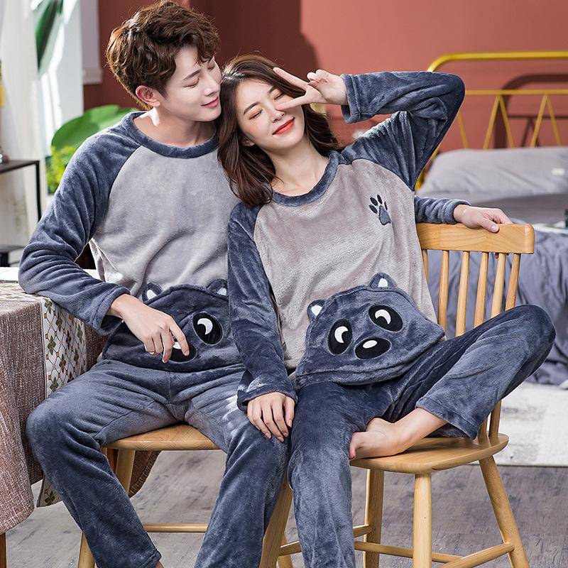 Flanell Warme Nachtwäsche für den Winter Cartoon Langarm Lange Hosen Männer Pyjamas Zwei Sets Home Kleidung Große Größe Verdickt XL von Joom DACH