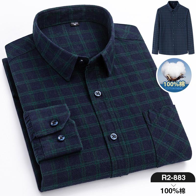 Flanellhemd für Herren, Baumwolle, Herren-Flanellhemden, langärmelig, kariert, weich, lässig, Button-Down-Hemd 39 von Joom DACH
