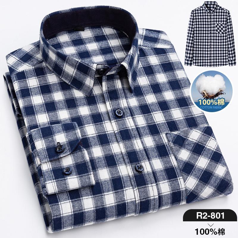 Flanellhemd für Herren, Baumwolle, Herren-Flanellhemden, langärmelig, kariert, weich, lässig, Button-Down-Hemd 42 von Joom DACH