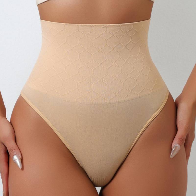 Flarixa  High Waist Nahtloser Bauchweg Tanga Shaper Bikini Slips Anti-Roll Saum Atmungsaktiver Komfort Feuchtigkeitstransport XL beige von Joom DACH