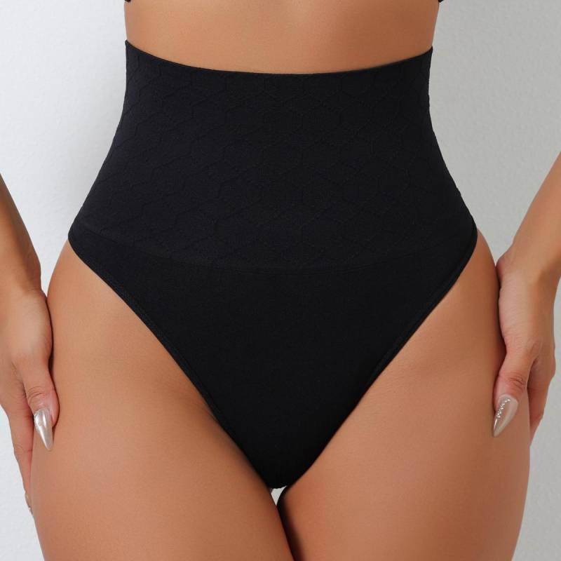 Flarixa  High Waist Nahtloser Bauchweg Tanga Shaper Bikini Slips Anti-Roll Saum Atmungsaktiver Komfort Feuchtigkeitstransport XL schwarz von Joom DACH