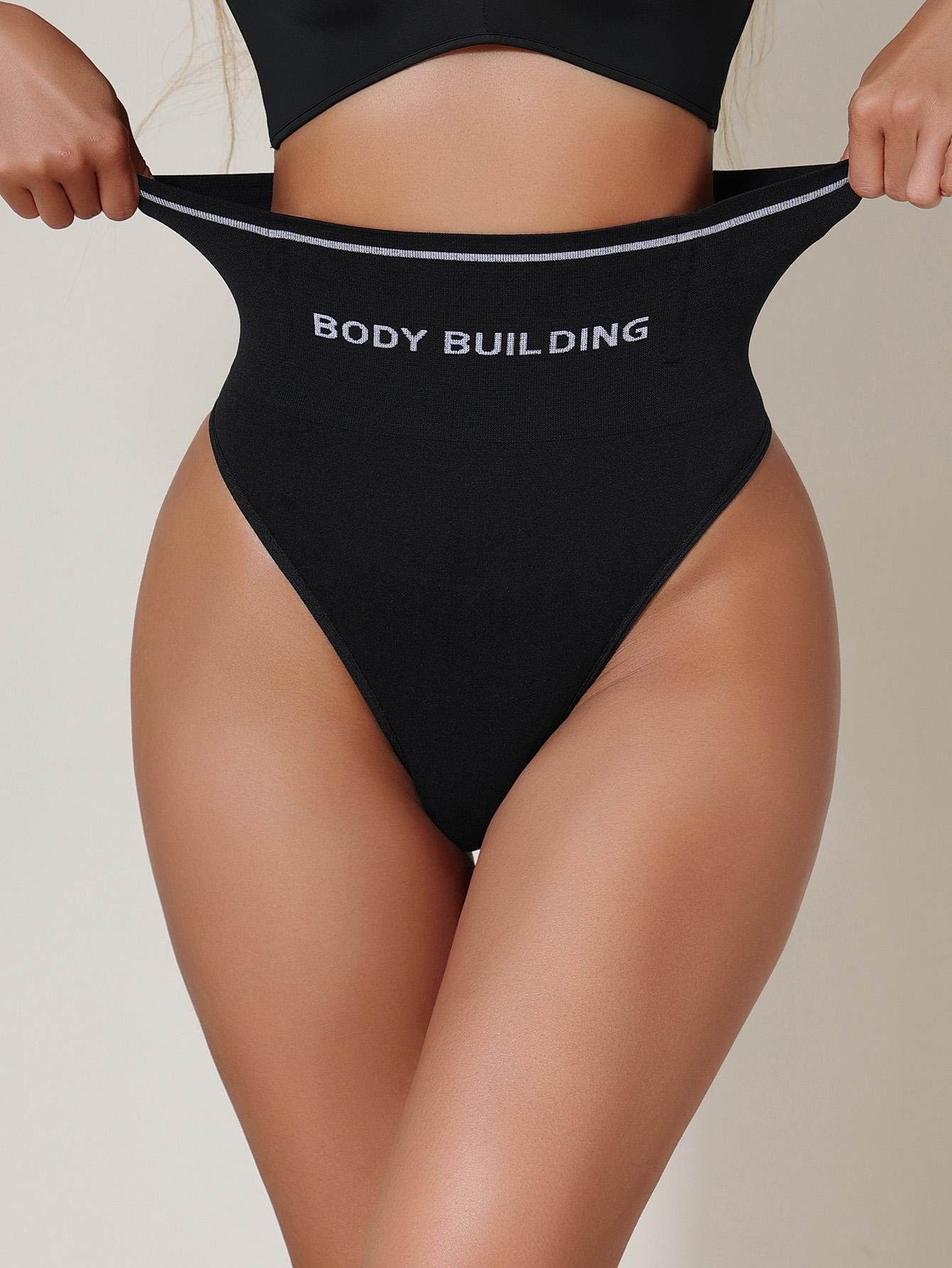 Flarixa Nahtloser High-Waist-Tanga für Damen, Bauchkontrolle, Tangas, Shapewear, Schlankheitsunterwäsche, Bodybuilding, schwarzes Höschen L schwarz von Joom DACH