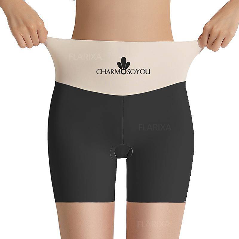 Flarixa Neue Nahtlose Eis Seide Sicherheits Kurze Hosen frauen Sommer Sicherheit Shorts Unter Dem Rock Hohe Taille Abnehmen Unterwäsche dünne XL schwarz von Joom DACH