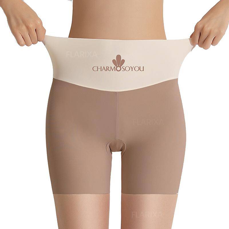 Flarixa Neue Nahtlose Eis Seide Sicherheits Kurze Hosen frauen Sommer Sicherheit Shorts Unter Dem Rock Hohe Taille Abnehmen Unterwäsche dünne XL kaffeebraun von Joom DACH