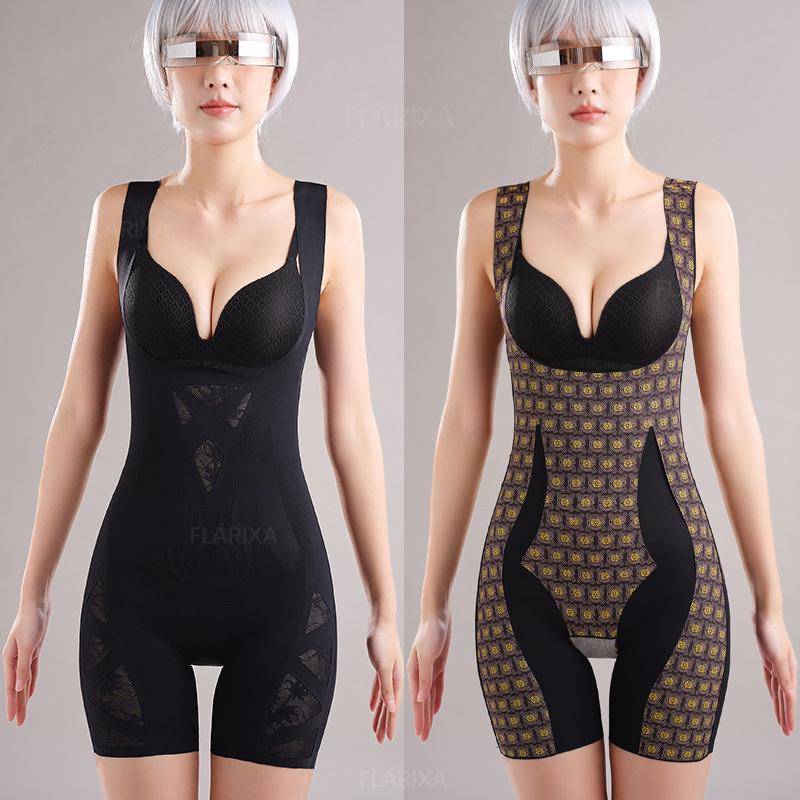 Flarixa Plus Size Bodysuit Shapewear Damen Bauchkontrolle Unterwäsche Hinter-Aus-Korsett Postpartum Schlankheits-Körperformer 3XL XXXL schwarz von Joom DACH