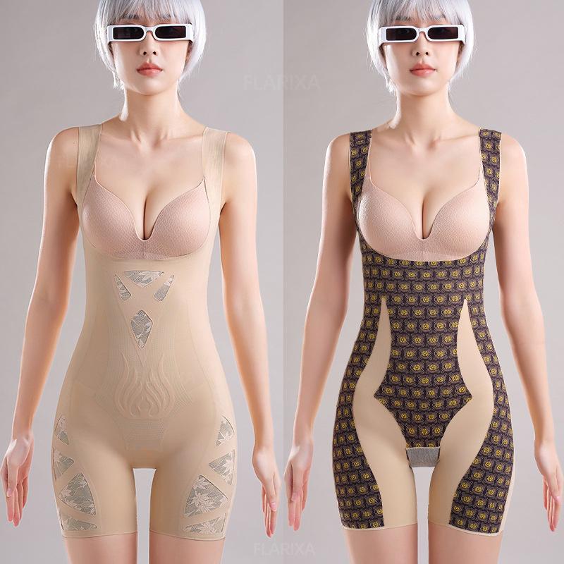 Flarixa Plus Size Bodysuit Shapewear Damen Bauchkontrolle Unterwäsche Hinter-Aus-Korsett Postpartum Schlankheits-Körperformer 3XL XXXL beige von Joom DACH