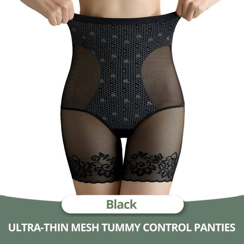 Flarixa Shaping-Hose mit hoher Taille für Damen, ultradünne Bauch-Kontrollhöschen, Mesh-Bauch-Schlankheits-Shorts, Unterhose, Sicherheitshose XL schwarz von Joom DACH