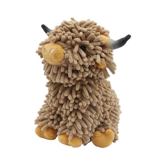 Flauschiges Tierhandtuch Chenille Highland Kuh Dekotuch Niedliche Puppe Saugfähiges Handtuch für Badezimmer Küche kaffeebraun von Joom DACH