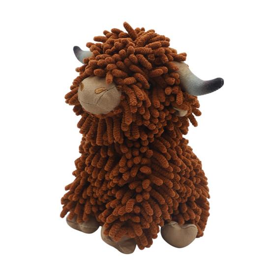 Flauschiges Tierhandtuch Chenille Highland Kuh Dekotuch Niedliche Puppe Saugfähiges Handtuch für Badezimmer Küche dunkelbraune von Joom DACH