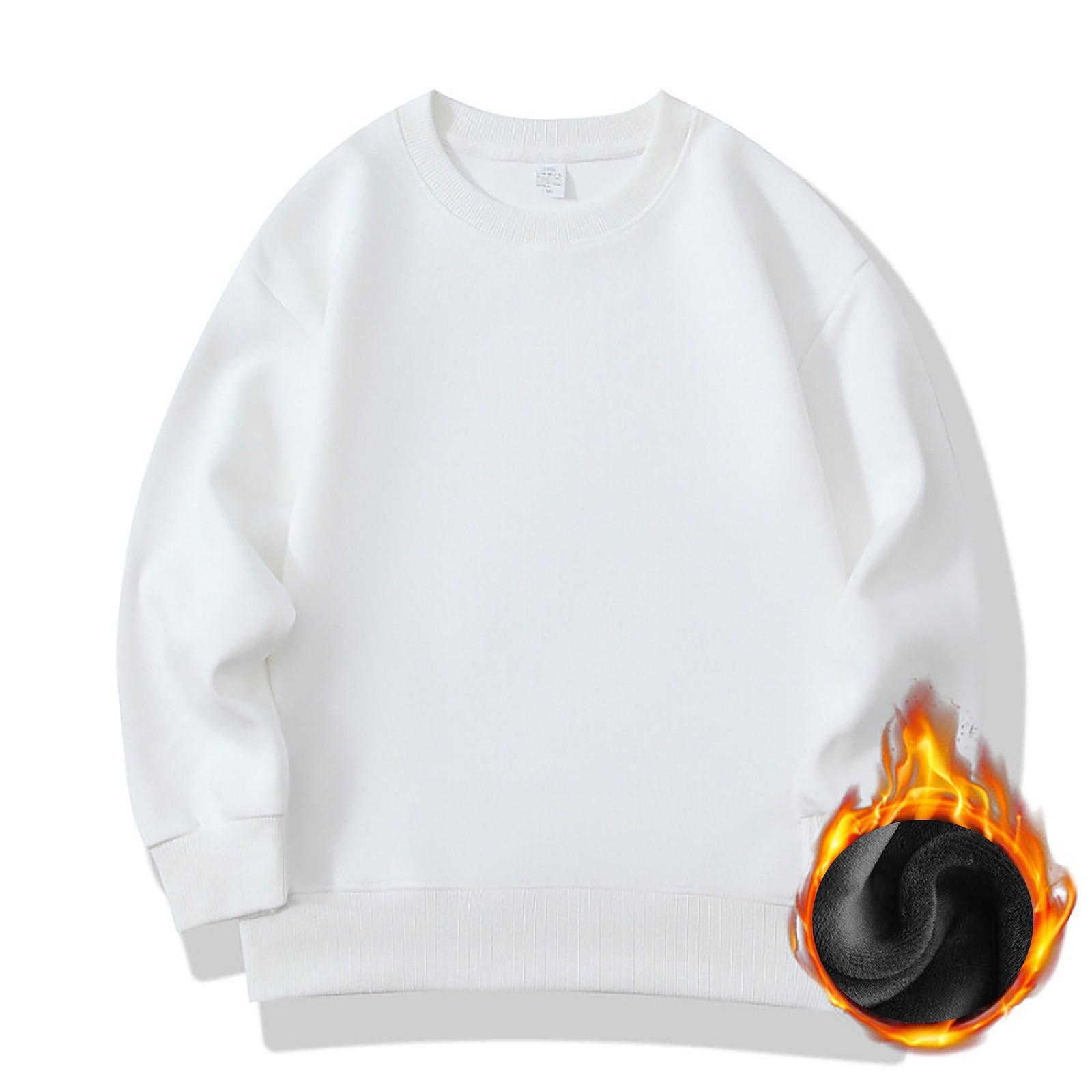 Fleece-Kapuzenpullover für Jungen und Mädchen, Herbst/Winter, mittelgroß, einfarbig, warme Kleidung, Fleece-Kapuzenoberteil für Kinder 140 weiß von Joom DACH