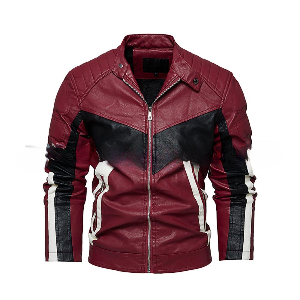 Fleece Lederjacke Herren Mantel Drei Farben Optional Mode Lederjacke Herren 3XL von Joom DACH