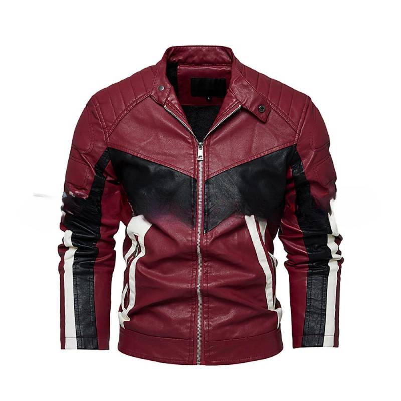Fleece Lederjacke Herren Mantel Drei Farben Optional Mode Lederjacke Herren 3XL von Joom DACH