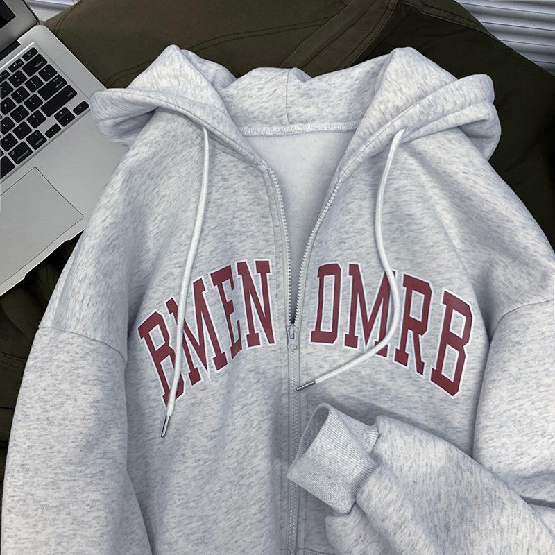 Fleece Verdickter Reißverschluss Kapuzenpullover Damen Herbst und Winter Studenten Cardigan Top Paar Unterhemd Übergröße Jacke Damen XXL von Joom DACH