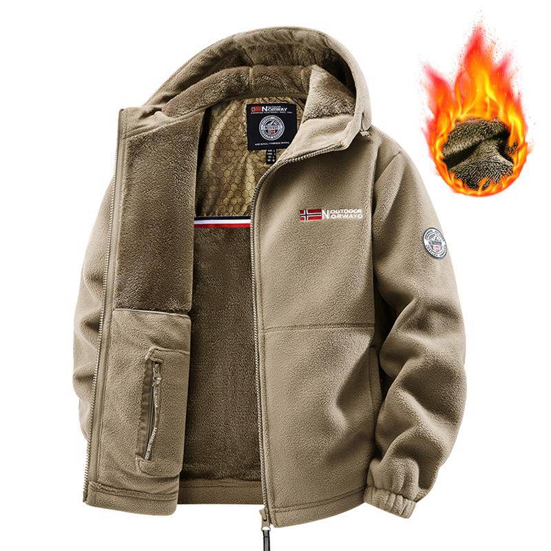 Fleecejacke für Herren und Damen, Fleece-Cardigan, Stehkragen, lockere Jacke, Outdoor, winddicht und warm, Wanderanzug XL khaki von Joom DACH