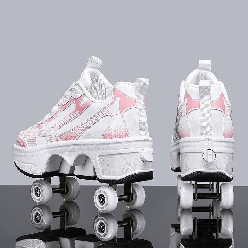 Fliegende Rollschuhe Studenten Turnschuhe Kinder Ausreißerschuhe Mädchen Ein-Knopf Verstauen Rollschuhe Rollschuhe 36 von Joom DACH