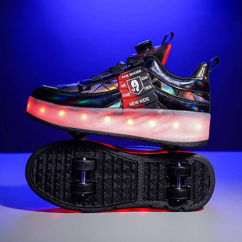 Fliegende Rollschuhe Studenten Turnschuhe Kinder Ausreißerschuhe Mädchen Ein-Knopf Verstauen Rollschuhe Rollschuhe 40 von Joom DACH