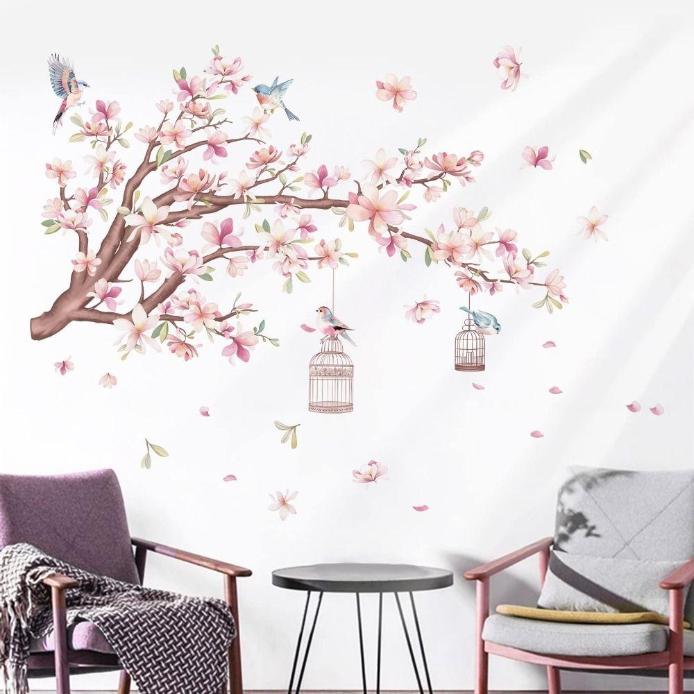 Fliegende Vögel Blume Wand Aufkleber rosa Baum Wand Aufkleber Kirschblüte Wand Aufkleber Schlafzimmer von Joom DACH