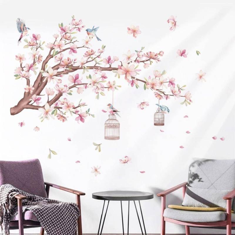 Fliegende Vögel Blume Wand Aufkleber rosa Baum Wand Aufkleber Kirschblüte Wand Aufkleber Schlafzimmer von Joom DACH