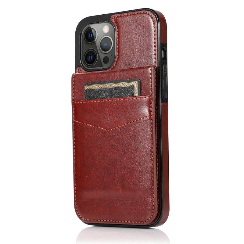 Flip-Lederhülle für iPhone 15 14 13 12 Mini 11 X XR XS Pro Max 7 8 Plus Wallet Case mit Kreditkartenhalter-Kickstand For iPhone 14 Plus braun von Joom DACH
