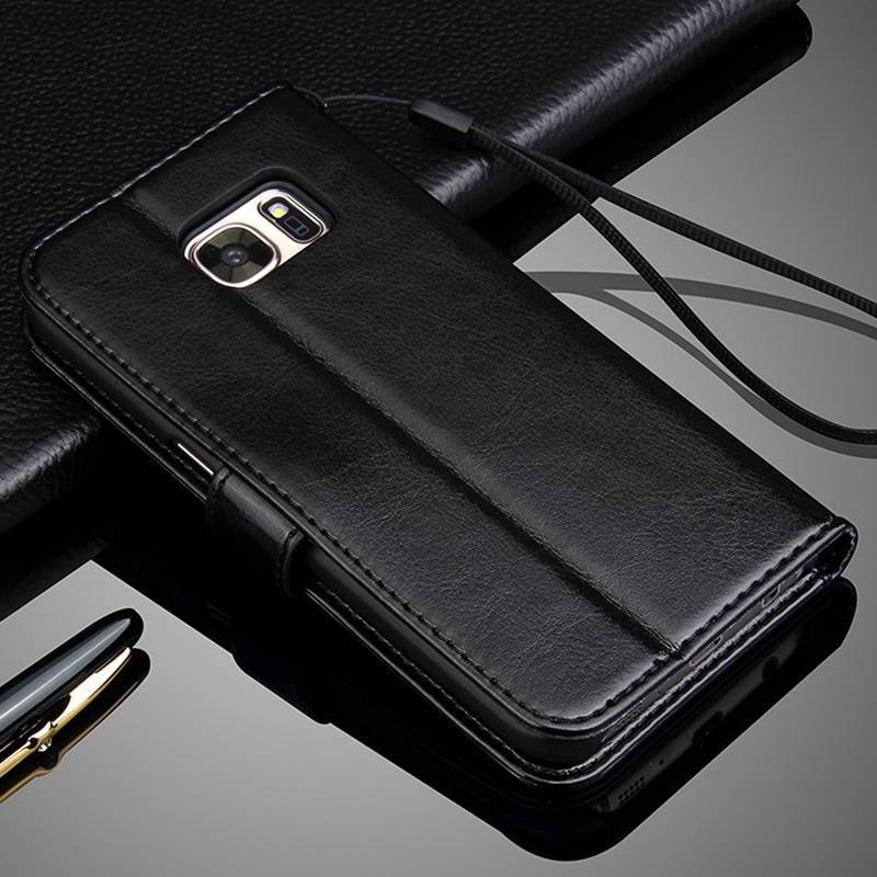 Flip Wallet Ledertasche Samsung Galaxy A6 2018 A7 J4 J3 J5 J7 2017 S6 S7 Edge S8 S9 Plus Cover S10 S20 S21 S22 FE A51 A52 A12 A22 Samsung S7 edge schwarz von Joom DACH
