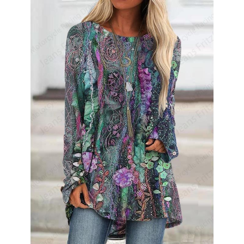 Floral 3d Print Langarm T-shirts Frauen Mode T-shirt Tier Tops Tees Vintage Lange Tops Damen Tuniken Frauen Kleidung Femme XL Floral 3d Print Langarm T-shirts Frauen Mode T-shirt Tier Tops Tees Vintage Lange Tops Damen Tuniken Frauen Kleidung Femme XL von Joom DACH