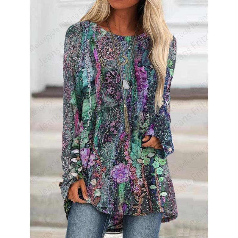 Floral 3d Print Langarm T-shirts Frauen Mode T-shirt Tier Tops Tees Vintage Lange Tops Damen Tuniken Frauen Kleidung Femme XL Floral 3d Print Langarm T-shirts Frauen Mode T-shirt Tier Tops Tees Vintage Lange Tops Damen Tuniken Frauen Kleidung Femme XL von Joom DACH