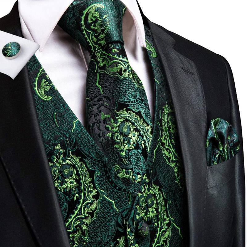 Formale Herren-Hochzeitsweste, solides Blumenmuster, Anzugweste, schmaler Smoking, Seidenkrawatte S Formale Herren-Hochzeitsweste, solides Blumenmuster, Anzugweste, schmaler Smoking, Seidenkrawatte S von Joom DACH