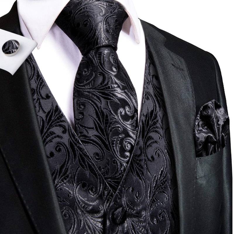 Formale Herren-Hochzeitsweste, solides Blumenmuster, Anzugweste, schmaler Smoking, Seidenkrawatte S Formale Herren-Hochzeitsweste, solides Blumenmuster, Anzugweste, schmaler Smoking, Seidenkrawatte S von Joom DACH