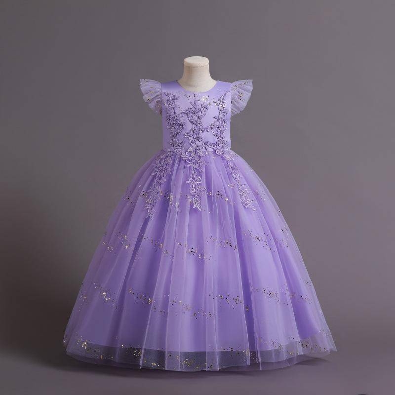 Formales Blumen-Spitze-Brautjungfer-Kinderhochzeitskleid für Mädchen-Kind-Weinlese-Partei-Hochzeits-Prinzessin-Kleid-Festzug-Kleid-Kostüm 150cm licht lila von Joom DACH