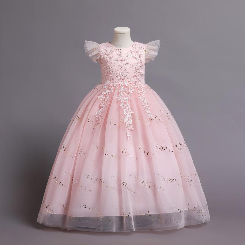 Formales Blumen-Spitze-Brautjungfer-Kinderhochzeitskleid für Mädchen-Kind-Weinlese-Partei-Hochzeits-Prinzessin-Kleid-Festzug-Kleid-Kostüm 160cm von Joom DACH