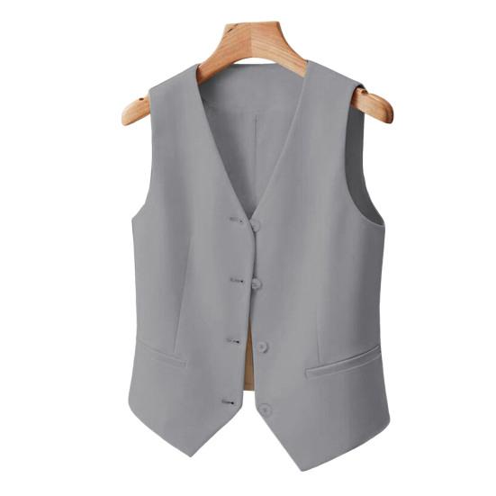 Formelle Business-Weste für Damen, V-Ausschnitt, einreihig, ärmellos, schmale Passform, Strickjacke, kurze, einfarbige Weste für das Pendeln, Business, Reisen, Meetings S grau von Joom DACH