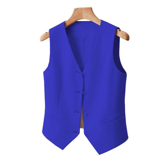 Formelle Business-Weste für Damen, V-Ausschnitt, einreihig, ärmellos, schmale Passform, Strickjacke, kurze, einfarbige Weste für das Pendeln, Business, Reisen, Meetings S königsblau von Joom DACH