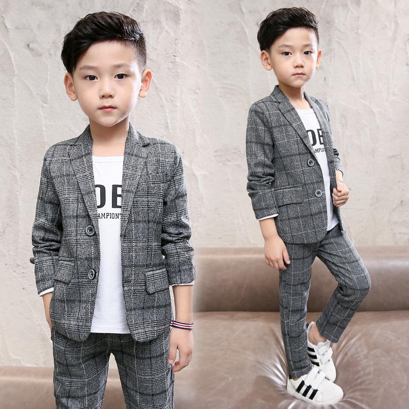 Formelle Jungenanzüge für Hochzeiten, Blazer, Hosen, Kinder, Partykleidung, kariert, für Kinder, Schule, Kostüm, Herren, Teenager, Smoking-Sets 120cm von Joom DACH