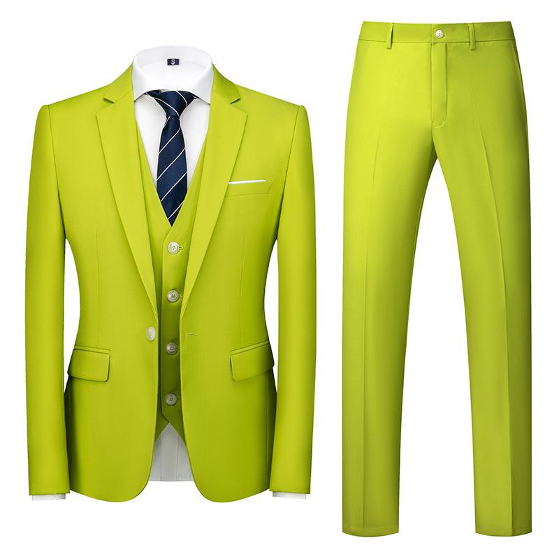 Formeller Anzug, 3-teiliges Set, Anzug für Herren, Business, Büro, Hochzeit, Party, Anzug, Blazer + Hose + Weste L grasgrüne von Joom DACH