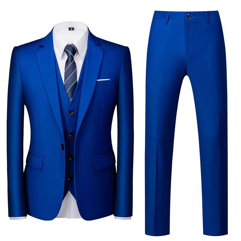 Formeller Anzug, 3-teiliges Set, Anzug für Herren, Business, Büro, Hochzeit, Party, Anzug, Blazer + Hose + Weste XL saphirblau von Joom DACH