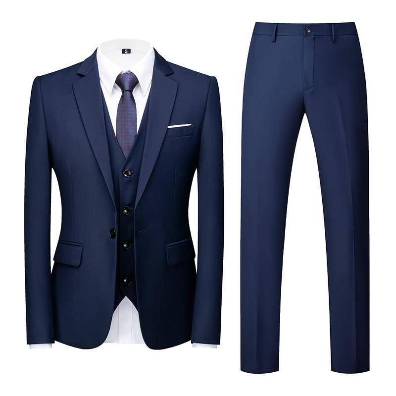 Formeller Anzug, 3-teiliges Set, Anzug für Herren, Business, Büro, Hochzeit, Party, Anzug, Blazer + Hose + Weste XXL blau von Joom DACH