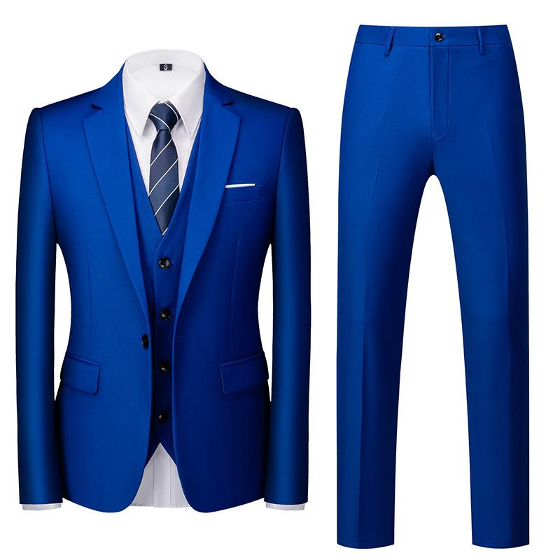 Formeller Anzug, 3-teiliges Set, Anzug für Herren, Business, Büro, Hochzeit, Party, Anzug, Blazer + Hose + Weste XXXXXL saphirblau von Joom DACH