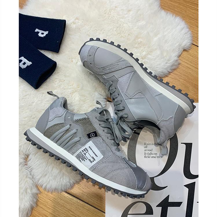 Forrest Gump Schuhe aus echtem Leder für Damen im Winter, neue Nischenfarben, Kontrastnähte, Retro, lässig, Sport, Laufschuhe 40 von Joom DACH